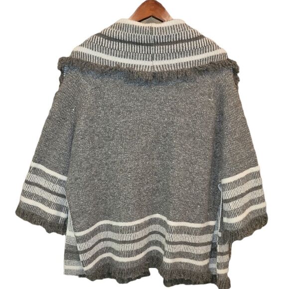 Anthropologie Saturday Sunday Fringe Kimono Cardigan Sweater Gray One Size - Picture 8 of 15